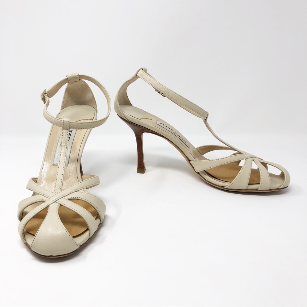 Jimmy Choo London Cream Leather Mary Jane Heel - Picture 5 of 16